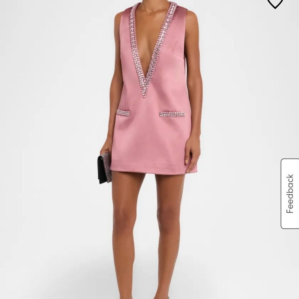 Retrofete Pink Embellished Mini Dress New Years Holiday Dresss